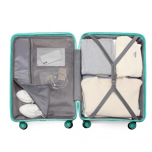 K2094L - Kono 20 Inch Lightweight Polypropylene Hard Shell Suitcase With TSA Lock - Teal