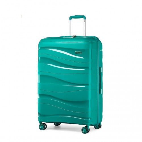 K2094L - Kono 24 Inch Lightweight Polypropylene Hard Shell Suitcase With TSA Lock - Teal