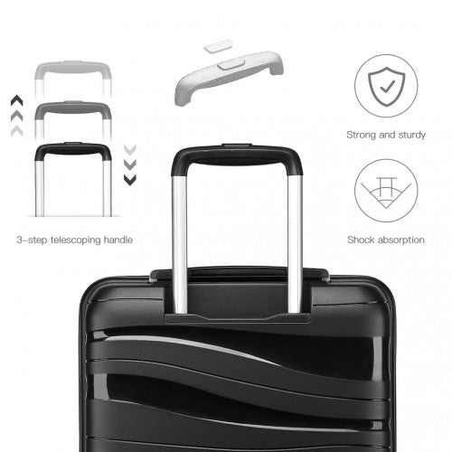 K2094L - Kono 20 Inch Lightweight Polypropylene Hard Shell Suitcase With TSA Lock - Black