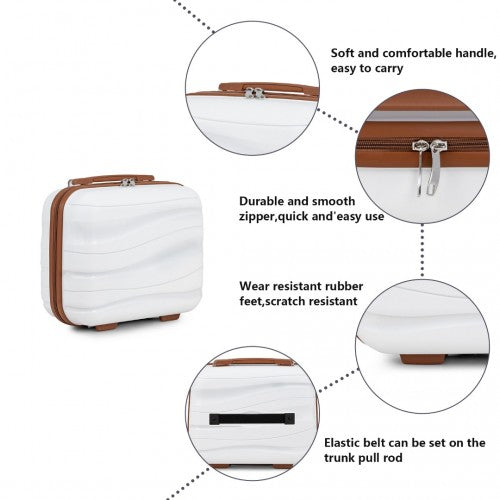 K2094L - Kono 14 Inch Lightweight Polypropylene Hard Shell Vanity Case - Cream