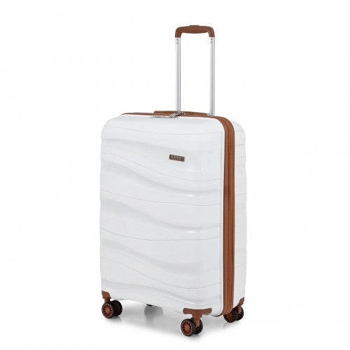 K2094L - Kono 20 Inch Lightweight Polypropylene Hard Shell Suitcase With TSA Lock - Cream