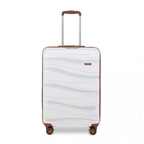 K2094L - Kono 20 Inch Lightweight Polypropylene Hard Shell Suitcase With TSA Lock - Cream