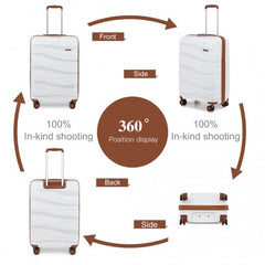 K2094L - Kono 20 Inch Lightweight Polypropylene Hard Shell Suitcase With TSA Lock - Cream