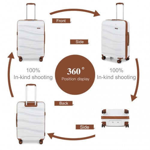 K2094L - Kono 24 Inch Lightweight Polypropylene Hard Shell Suitcase With TSA Lock - Cream