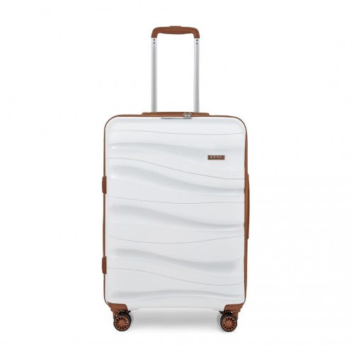 K2094L - Kono 24 Inch Lightweight Polypropylene Hard Shell Suitcase With TSA Lock - Cream