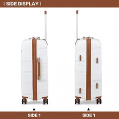 K2094L - Kono Lightweight Polypropylene Hard Shell 4 Piece Suitcase Set With TSA Lock And Vanity Case - Cream