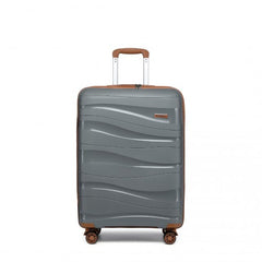 K2094L - Kono 20 Inch Lightweight Polypropylene Hard Shell Suitcase With TSA Lock - Grey And Brown