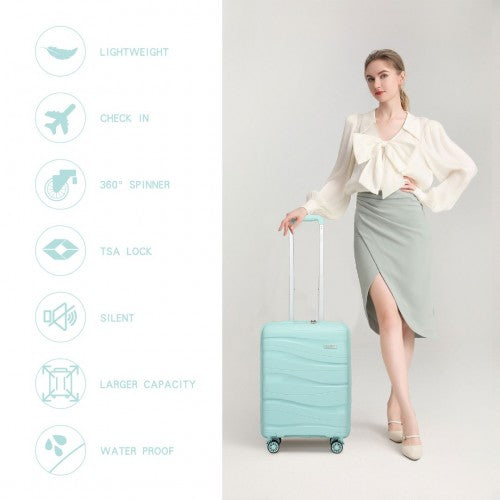 K2094L - Kono 20 Inch Lightweight Polypropylene Hard Shell Suitcase With TSA Lock - Mint Green