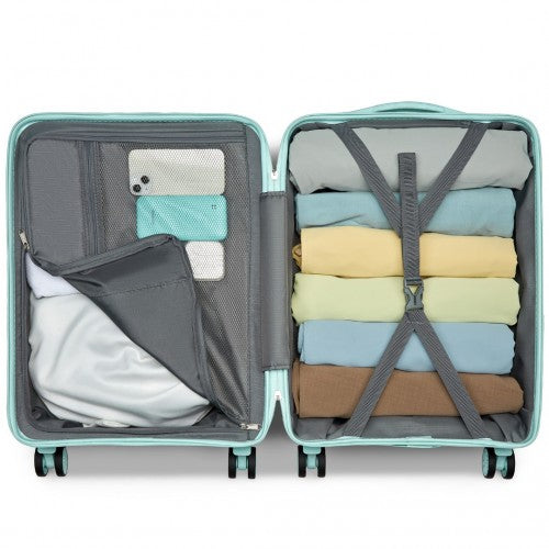 K2094L - Kono 20 Inch Lightweight Polypropylene Hard Shell Suitcase With TSA Lock - Mint Green