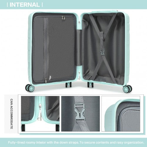 K2094L - Kono 20 Inch Lightweight Polypropylene Hard Shell Suitcase With TSA Lock - Mint Green