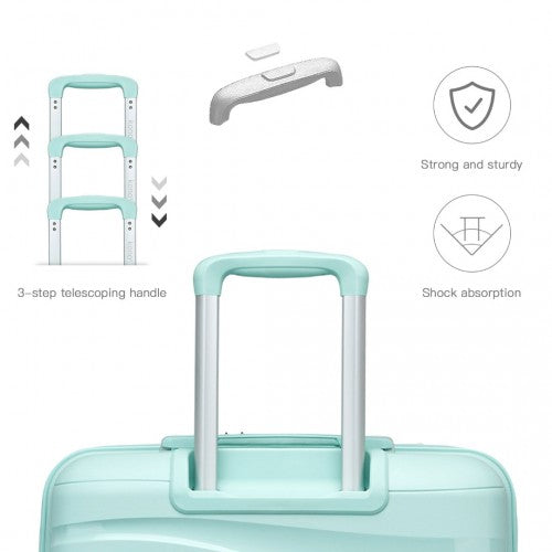 K2094L - Kono 20 Inch Lightweight Polypropylene Hard Shell Suitcase With TSA Lock - Mint Green