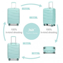 K2094L - Kono 20 Inch Lightweight Polypropylene Hard Shell Suitcase With TSA Lock - Mint Green