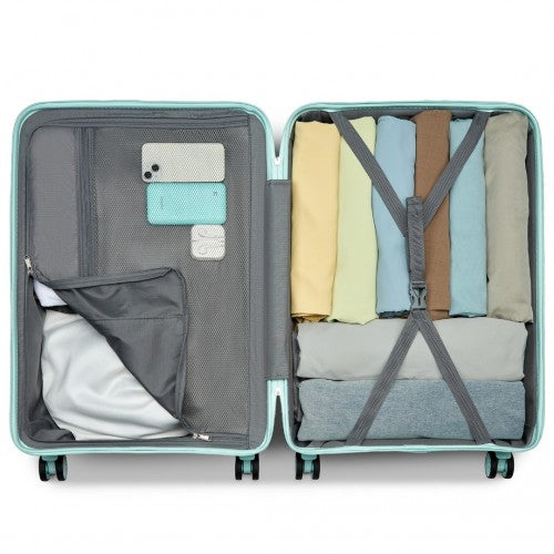 K2094L - Kono 24 Inch Lightweight Polypropylene Hard Shell Suitcase With TSA Lock - Mint Green