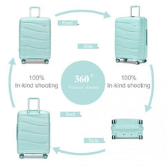 K2094L - Kono 24 Inch Lightweight Polypropylene Hard Shell Suitcase With TSA Lock - Mint Green