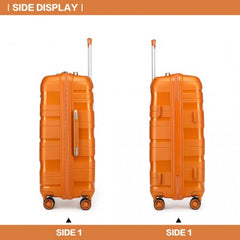 K2094L - Kono Lightweight Polypropylene Hard Shell 4 Piece Suitcase Set With TSA Lock And Vanity Case - Orange