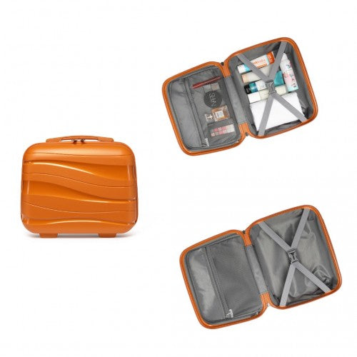 K2094L - Kono Lightweight Polypropylene Hard Shell 4 Piece Suitcase Set With TSA Lock And Vanity Case - Orange