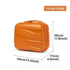 K2094L - Kono 14 Inch Lightweight Polypropylene Hard Shell Vanity Case - Orange