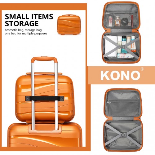 K2094L - Kono 14 Inch Lightweight Polypropylene Hard Shell Vanity Case - Orange