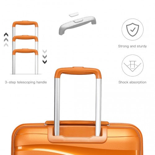 K2094L - Kono 20 Inch Lightweight Polypropylene Hard Shell Suitcase With TSA Lock - Orange