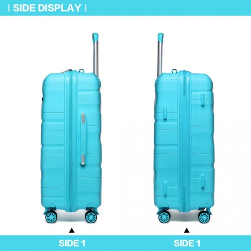 K2094L - Kono Lightweight Polypropylene Hard Shell 4 Piece Suitcase Set With TSA Lock And Vanity Case - Blue