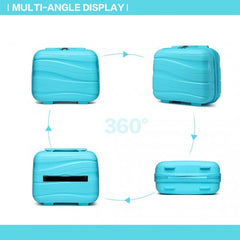 K2094L - Kono Lightweight Polypropylene Hard Shell 4 Piece Suitcase Set With TSA Lock And Vanity Case - Blue