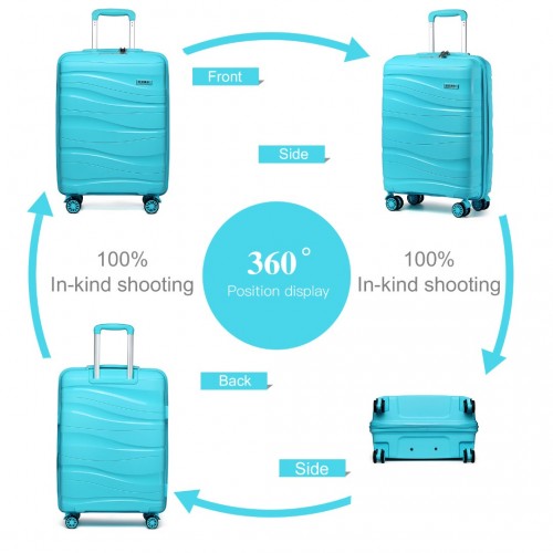 K2094L - Kono 20 Inch Lightweight Polypropylene Hard Shell Suitcase With TSA Lock - Blue