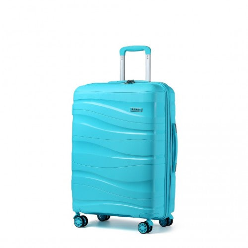 K2094L - Kono 24 Inch Lightweight Polypropylene Hard Shell Suitcase With TSA Lock - Blue