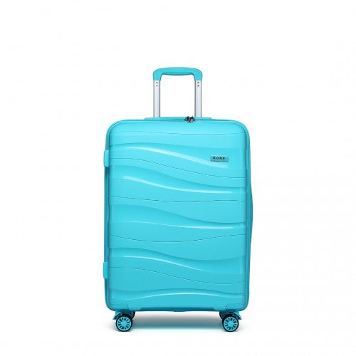 K2094L - Kono 24 Inch Lightweight Polypropylene Hard Shell Suitcase With TSA Lock - Blue