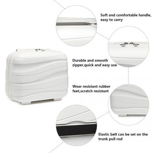 K2094L - Kono 14 Inch Lightweight Polypropylene Hard Shell Vanity Case - Cream White