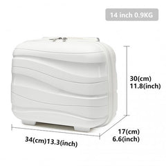 K2094L - Kono 14 Inch Lightweight Polypropylene Hard Shell Vanity Case - Cream White