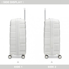 K2094L - Kono 14/20 Inch Lightweight Polypropylene Hard Shell 2 Piece Suitcase Set With TSA Lock And Vanity Case - Cream White