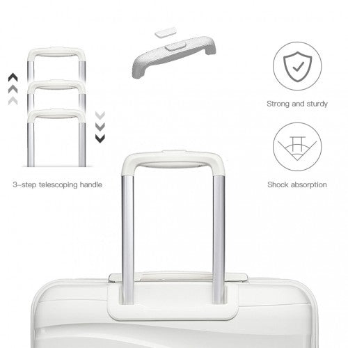 K2094L - Kono 20 Inch Lightweight Polypropylene Hard Shell Suitcase With TSA Lock - Cream White