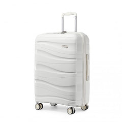 K2094L - Kono 24 Inch Lightweight Polypropylene Hard Shell Suitcase With TSA Lock - Cream White