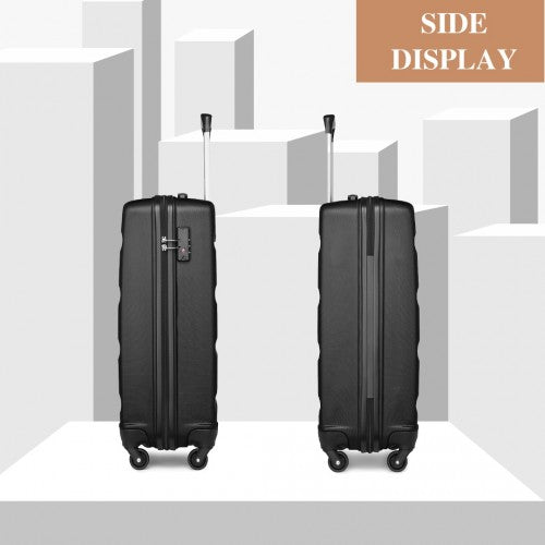 K2191L - Kono 19 Inch Cabin Size Carry On Suitcase - Streamlined Lightweight ABS Hardshell with Secure TSA Lock - Black