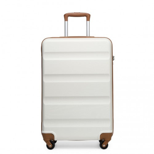 K2191L - Kono 19 Inch Cabin Size Carry On Suitcase - Streamlined Lightweight ABS Hardshell with Secure TSA Lock - Cream