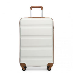 K2191L - Kono 19 Inch Cabin Size Carry On Suitcase - Streamlined Lightweight ABS Hardshell with Secure TSA Lock - Cream