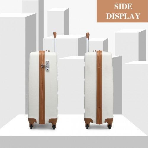 K2191L - Kono 19 Inch Cabin Size Carry On Suitcase - Streamlined Lightweight ABS Hardshell with Secure TSA Lock - Cream