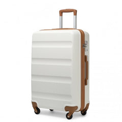 K2191L - Kono 24 Inch Check in Luggage - Streamlined ABS Hardshell Suitcase with Secure TSA Lock - Cream