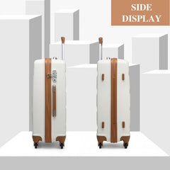 K2191L - Kono 3-Piece Lightweight ABS Hardshell Suitcase Set - 19, 24, 28 Inch with Secure TSA Lock - Cream