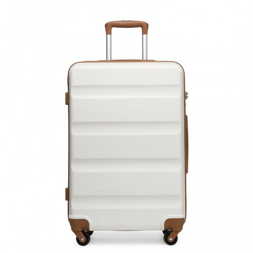 K2191L - Kono 24 Inch Check in Luggage - Streamlined ABS Hardshell Suitcase with Secure TSA Lock - Cream