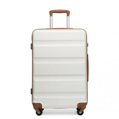 K2191L - Kono 24 Inch Check in Luggage - Streamlined ABS Hardshell Suitcase with Secure TSA Lock - Cream