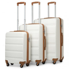 K2191L - Kono 3-Piece Lightweight ABS Hardshell Suitcase Set - 19, 24, 28 Inch with Secure TSA Lock - Cream