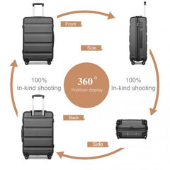 K2191L - Kono 28 Inch Check in Luggage - Streamlined ABS Hardshell Suitcase with Secure TSA Lock - Grey