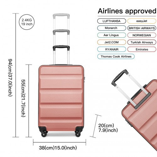 K2191L - Kono 3-Piece Lightweight ABS Hardshell Suitcase Set - 19, 24, 28 Inch with Secure TSA Lock - Nude