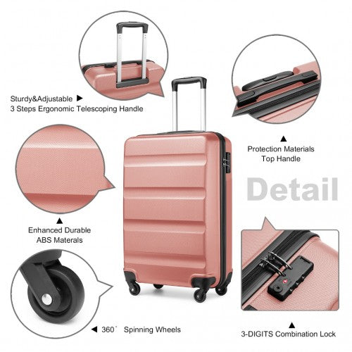 K2191L - Kono 19 Inch Cabin Size Carry On Suitcase - Streamlined Lightweight ABS Hardshell with Secure TSA Lock - Nude