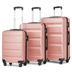 K2191L - Kono 3-Piece Lightweight ABS Hardshell Suitcase Set - 19, 24, 28 Inch with Secure TSA Lock - Nude