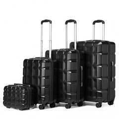 K2292L - Kono Lightweight Hard Shell ABS Suitcase With TSA Lock And Vanity Case 4 Piece Set - Black