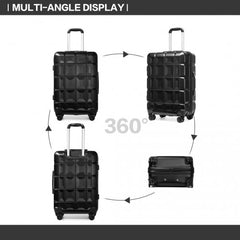 K2292L - Kono Lightweight Hard Shell ABS Suitcase With TSA Lock And Vanity Case 4 Piece Set - Black