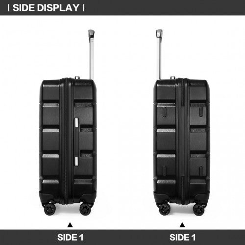 K2292L - Kono Lightweight Hard Shell ABS Suitcase With TSA Lock And Vanity Case 4 Piece Set - Black