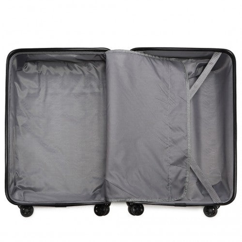 K2292L - Kono Lightweight Hard Shell ABS Suitcase With TSA Lock And Vanity Case 4 Piece Set - Black